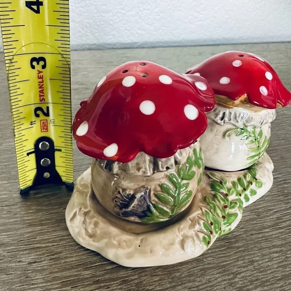 Blue Sky Clayworks Ceramic Mushroom Salt & Pepper Shakers Set